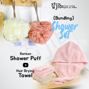 [JIB SHOWER SET] Shower Puff / Spon Mandi & Hair Towel