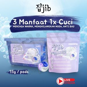 JIB 3 in 1 Laundry Pods 15 gr / Deterjen Cair Kapsul